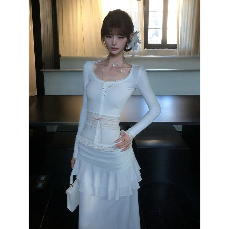 S&S Watches & Jewelry Ho Chi Minh - Women Lace Trim Cutout Long Sleeve