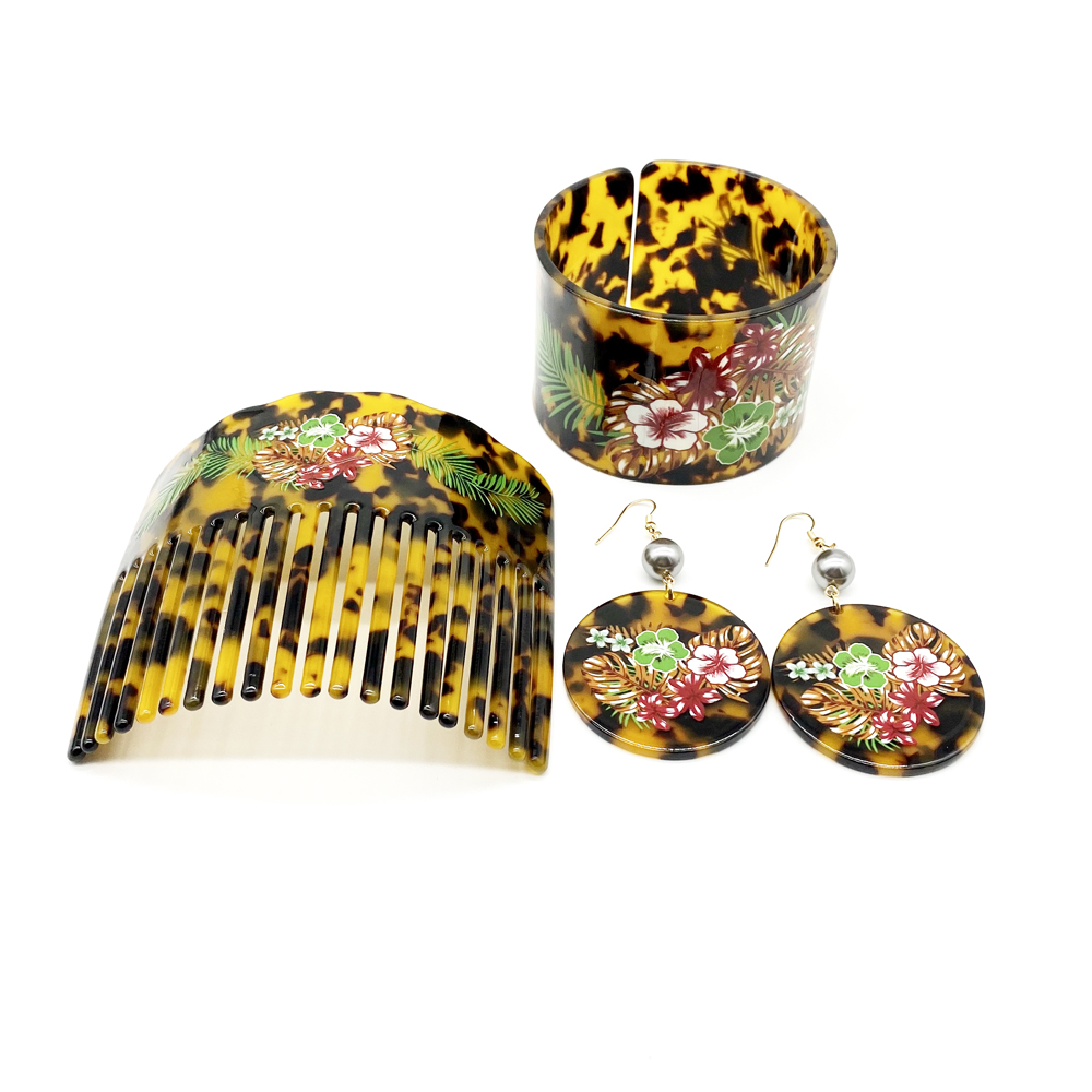 Pacific Jewelry & Watches Los Angeles - Newest Fashion Flowers Printed Bangle Comb