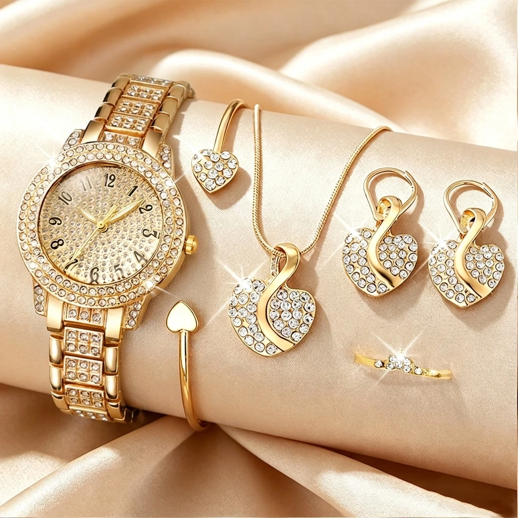 Jewelry Like Watches - 6PCS Fashion Rhinestone Women Watch Heart