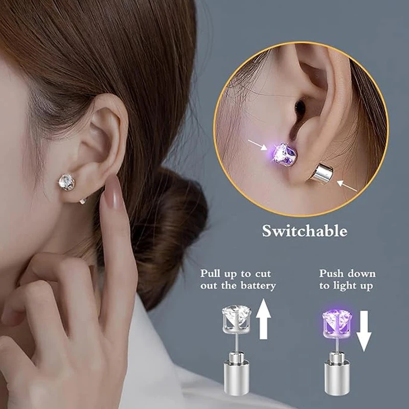 1 Pair Led Light Up Ear Stud B - Diamond Stud Earrings ulasan dan harga