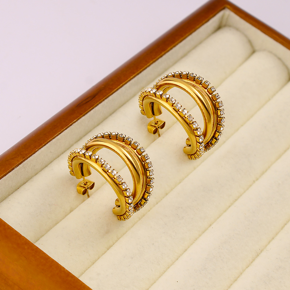 DIY accessories Exquisite C-sh - Diamond Stud Earrings ulasan dan harga