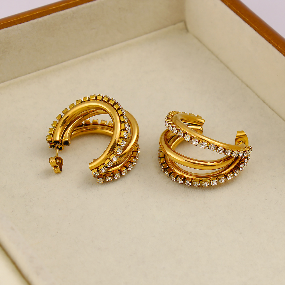 DIY accessories Exquisite C-sh - Diamond Stud Earrings ulasan dan harga