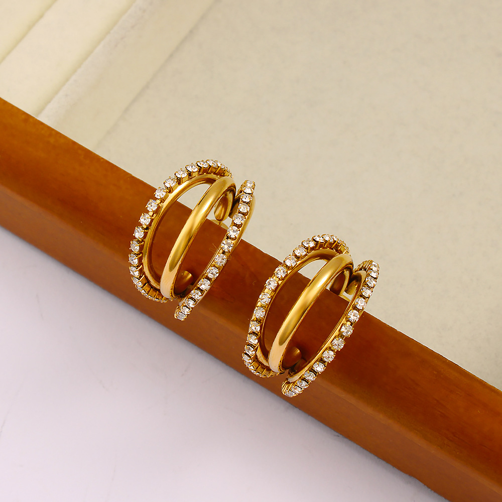 DIY accessories Exquisite C-sh - Diamond Stud Earrings ulasan dan harga
