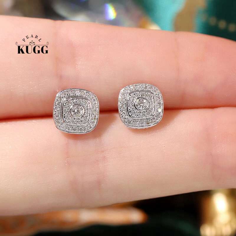 KUGG 100% 18K White Gold Earri - Diamond Stud Earrings ulasan dan harga
