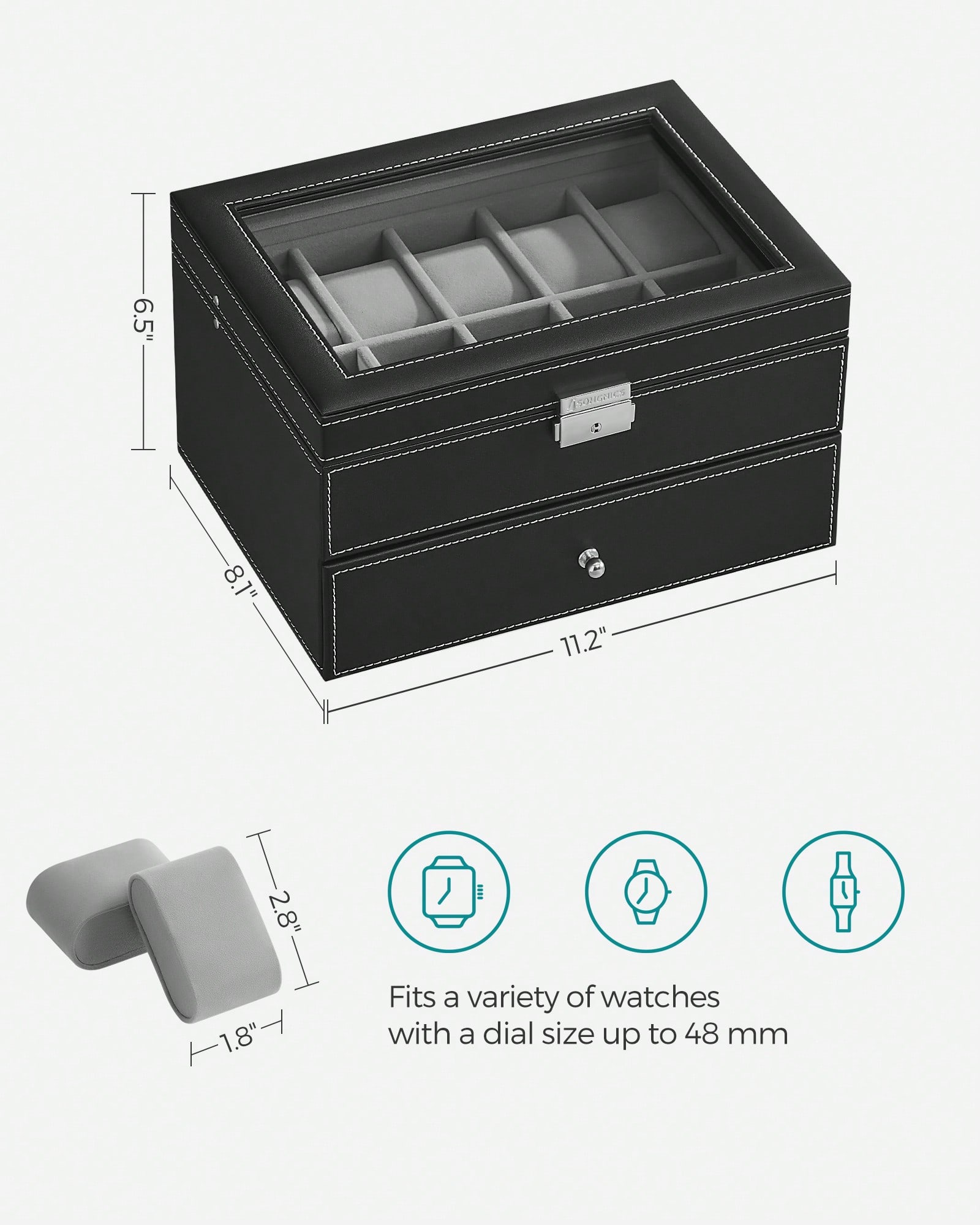 20-Slot Watch Box with Glass L - Jewelry Watches For Men ulasan dan harga