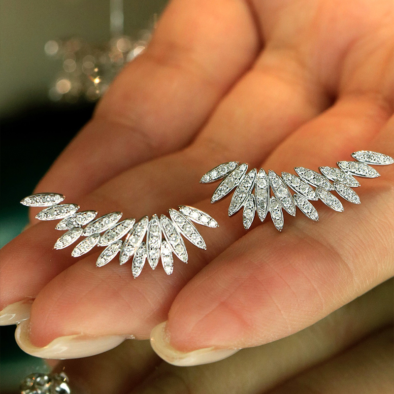 Aazuo 18K White Gold Yellow Go - Diamond Stud Earrings ulasan dan harga