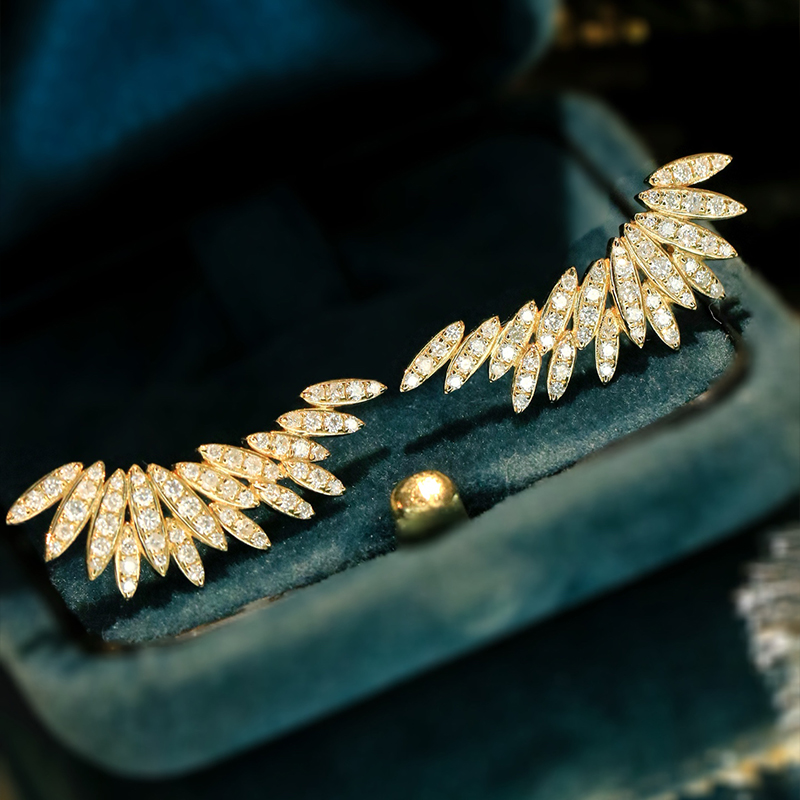 Aazuo 18K White Gold Yellow Go - Diamond Stud Earrings ulasan dan harga