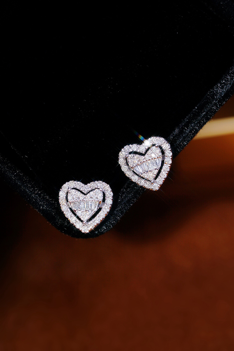 LUOWEND 100% 18K White Gold Ea - Diamond Stud Earrings ulasan dan harga