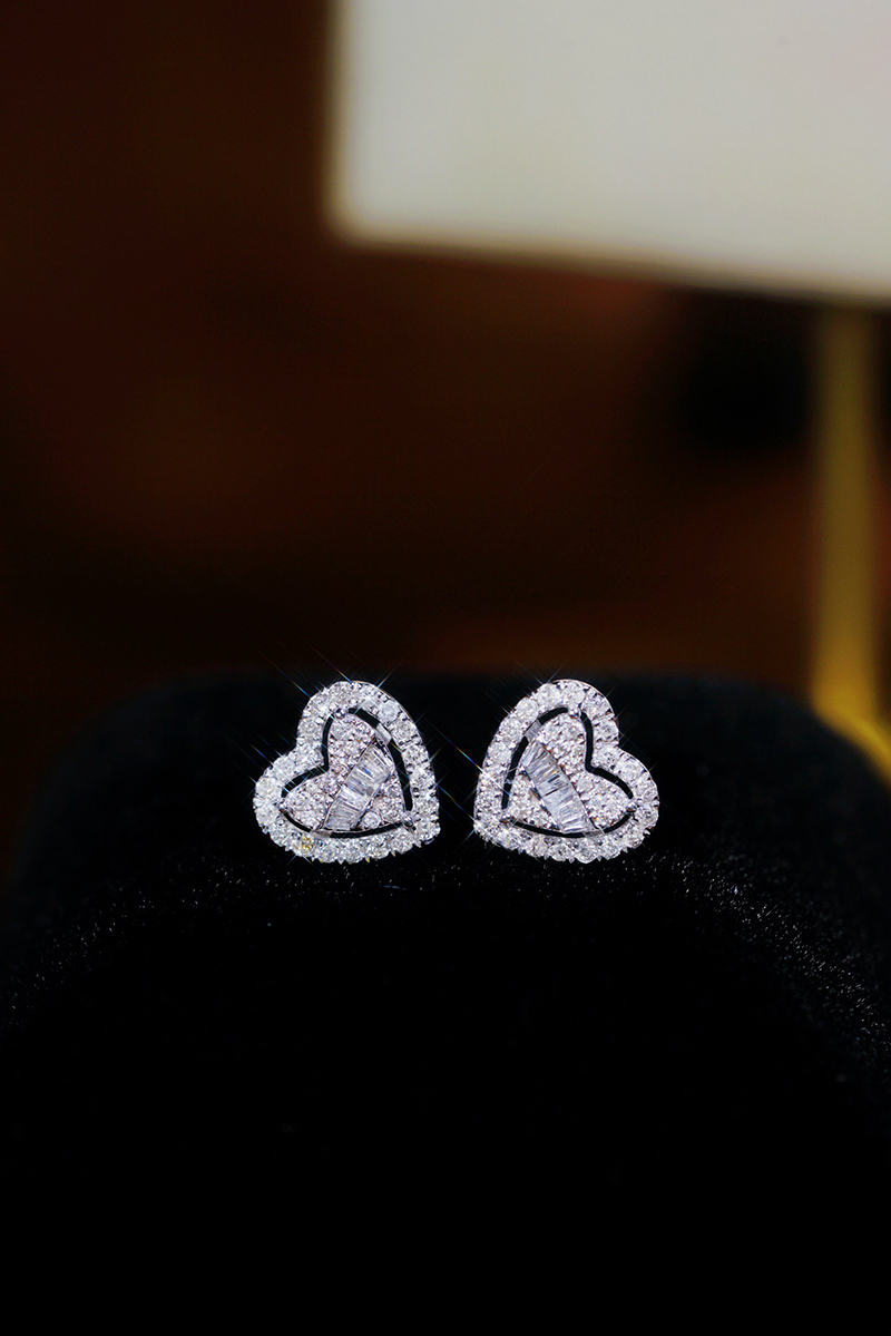 LUOWEND 100% 18K White Gold Ea - Diamond Stud Earrings ulasan dan harga