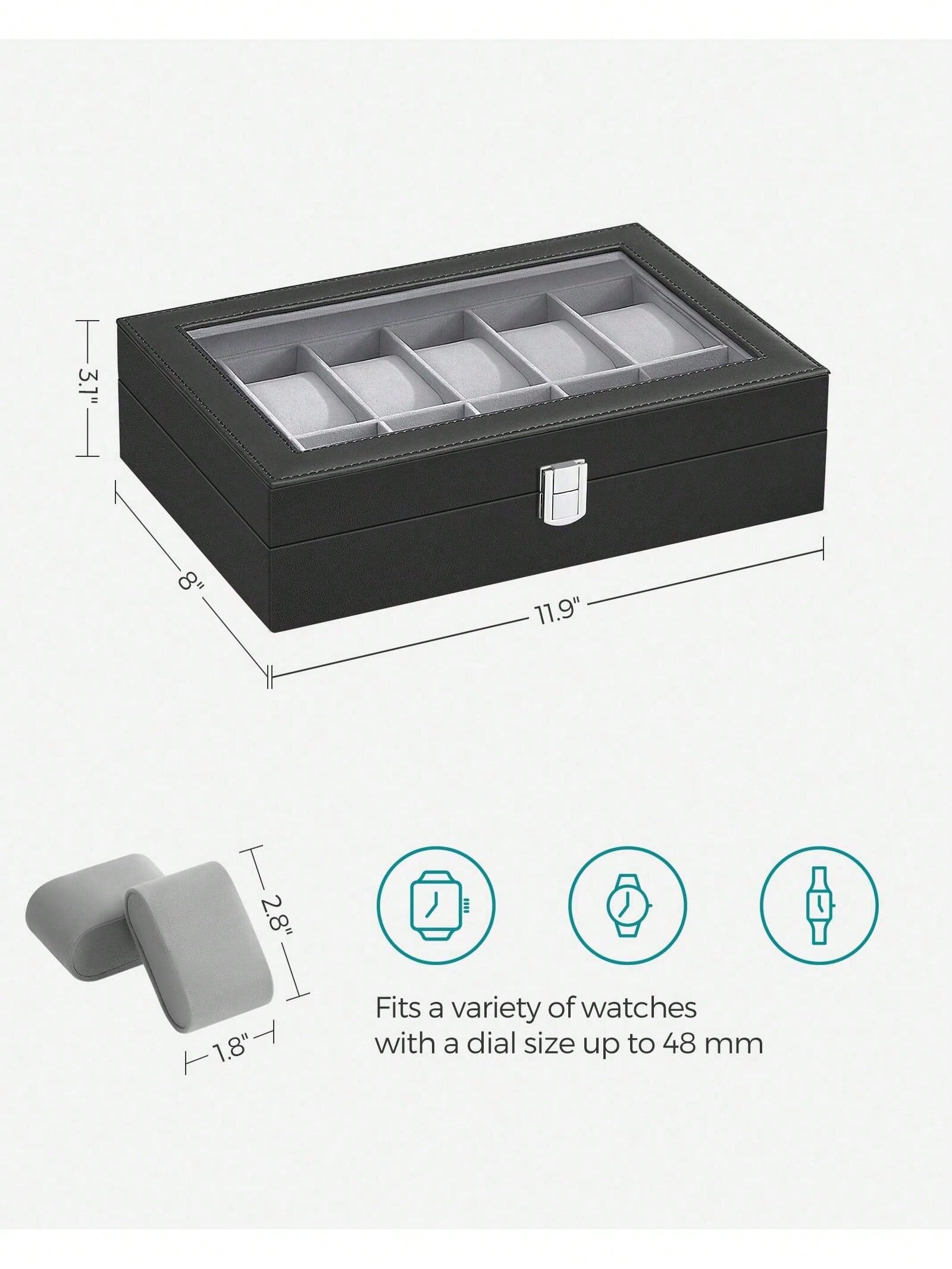 12-Slot Lockable Watch Box wit - Jewelry Like Watches ulasan dan harga