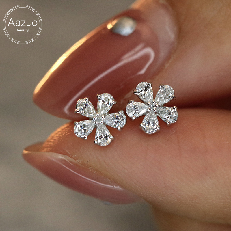 Aazuo Fine Jewelry 18K Orignal - Diamond Stud Earrings ulasan dan harga