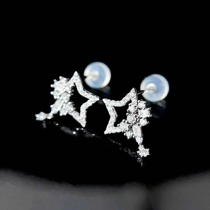KUGG 100% 18K White Gold Earri - Diamond Stud Earrings ulasan dan harga