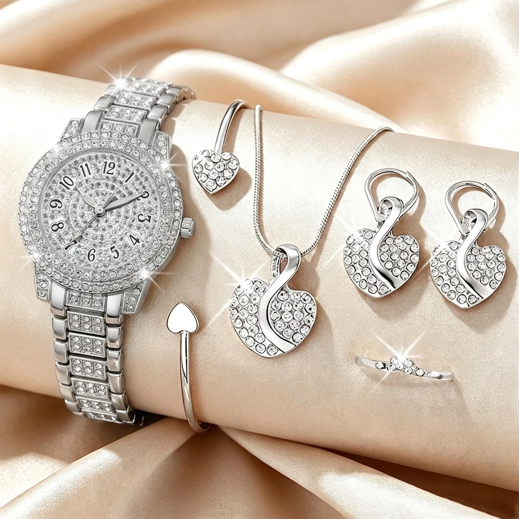 6PCS Fashion Rhinestone Women  - Jewelry Like Watches ulasan dan harga