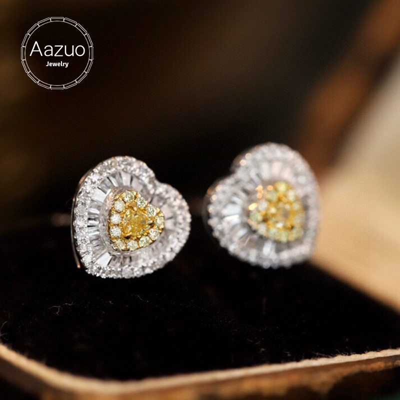 Aazuo Real 18K Solid White Gol - Diamond Stud Earrings ulasan dan harga