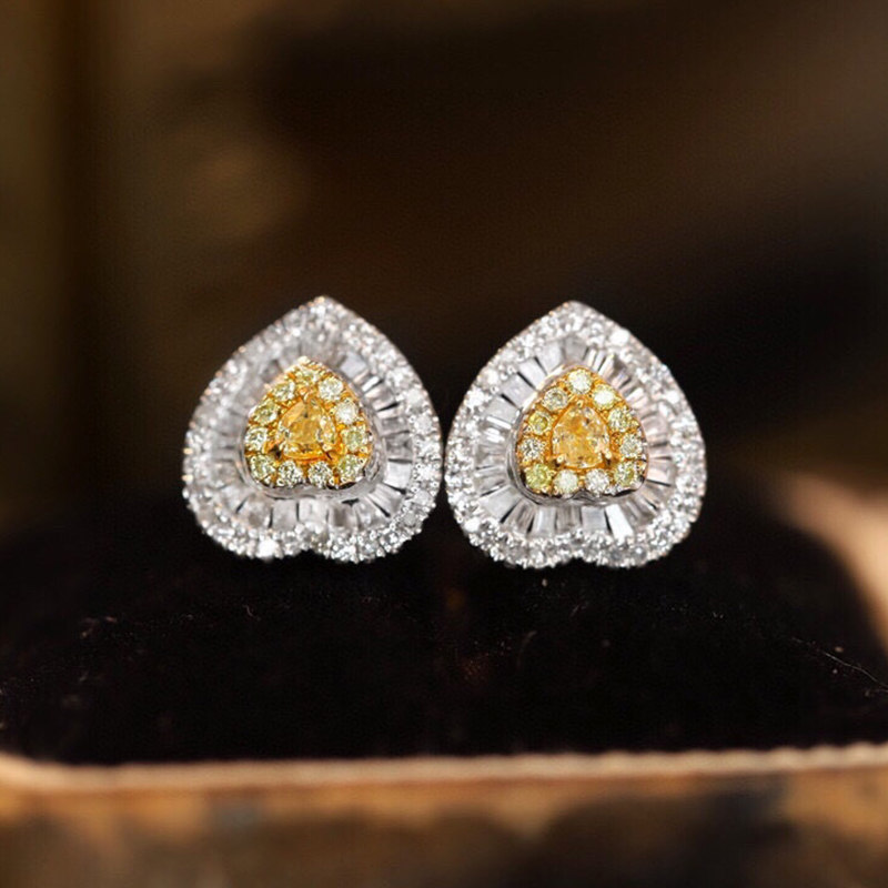 Aazuo Real 18K Solid White Gol - Diamond Stud Earrings ulasan dan harga