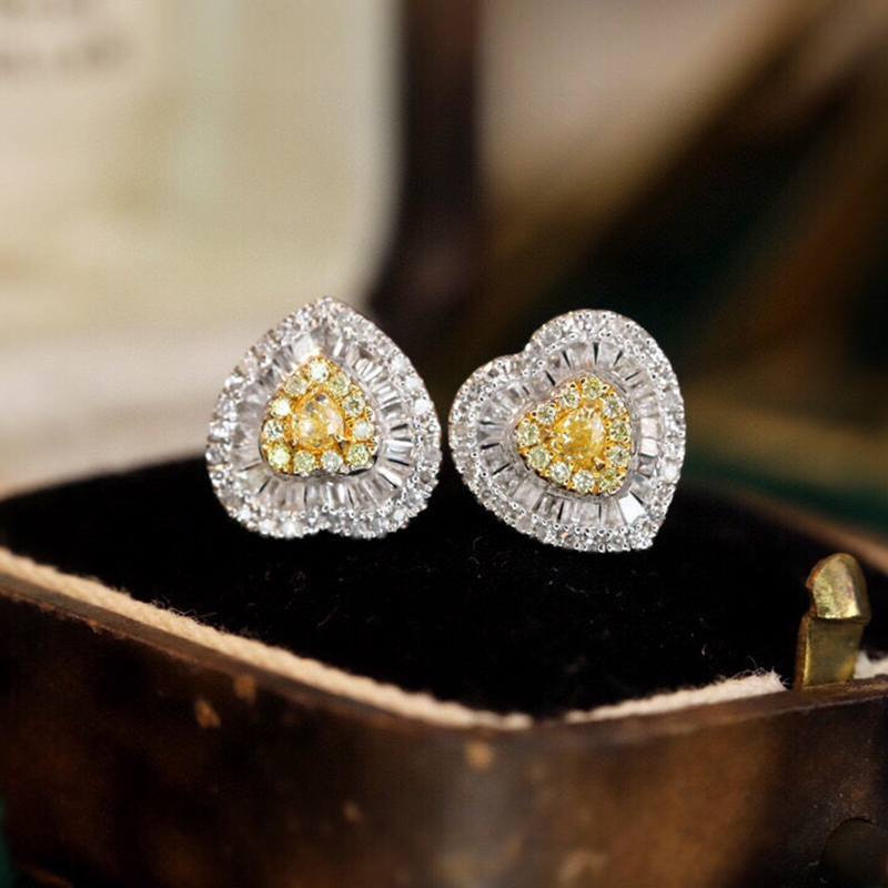 Aazuo Real 18K Solid White Gol - Diamond Stud Earrings ulasan dan harga