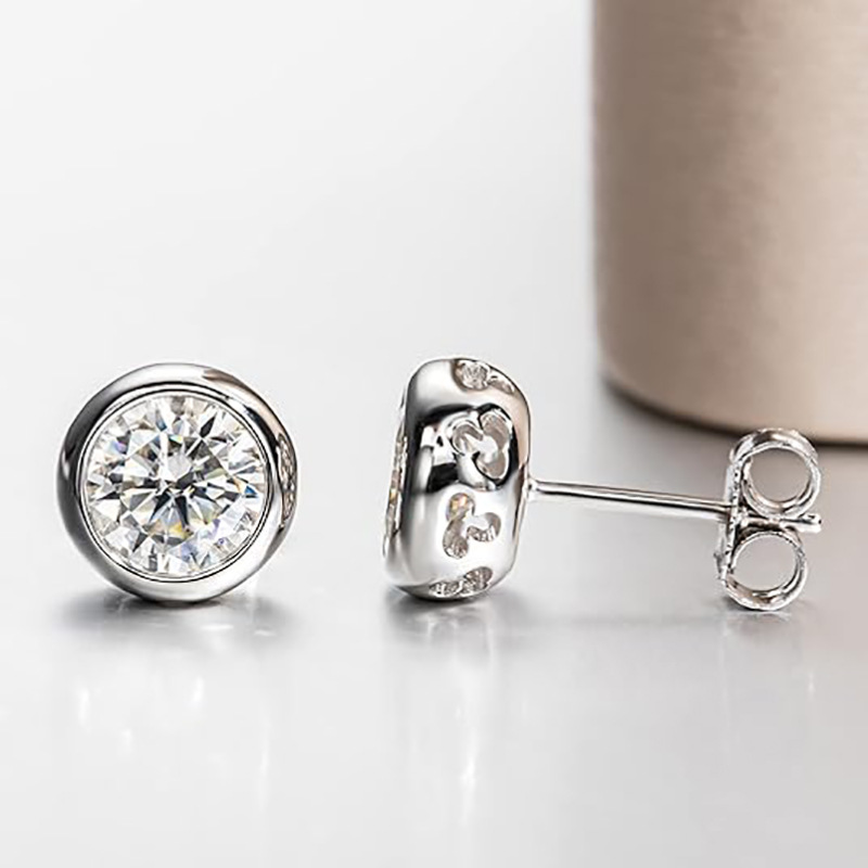 Real D Color Moissanite Diamon - Diamond Stud Earrings ulasan dan harga