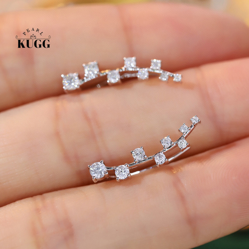 KUGG 100% 18K White Gold Earri - Diamond Stud Earrings ulasan dan harga