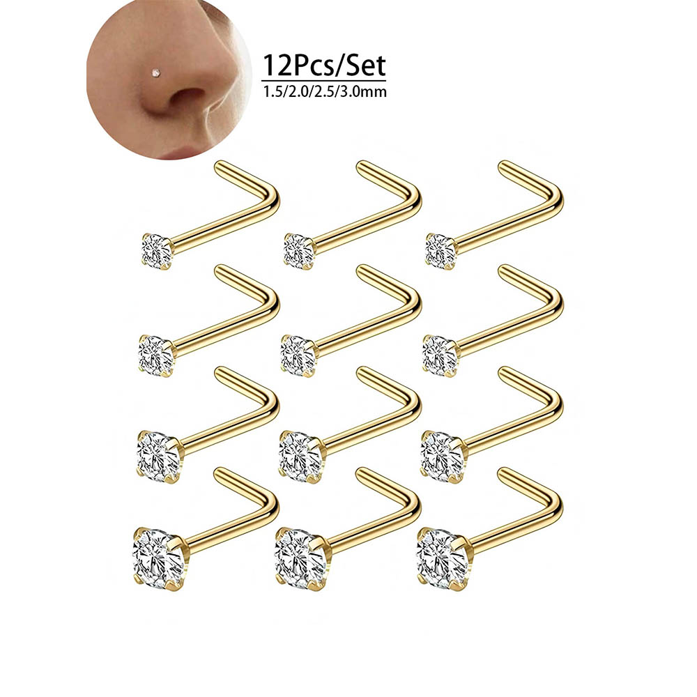 12-Piece Full Set 316L Hypoall - Diamond Stud Earrings ulasan dan harga