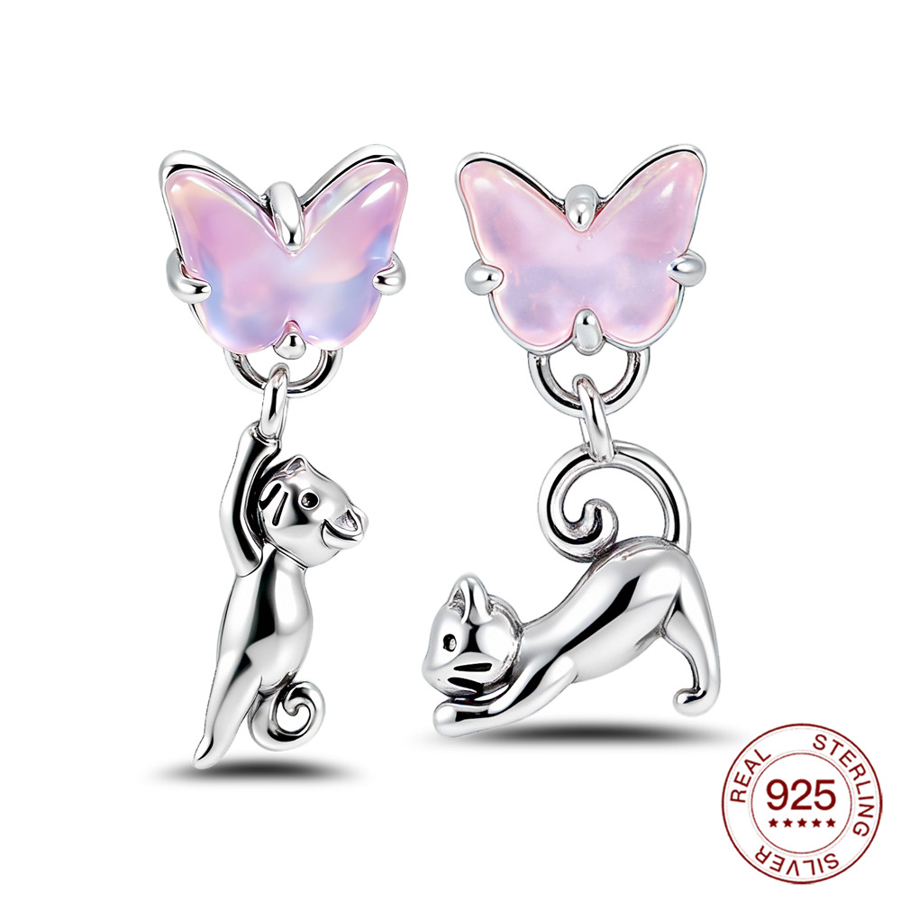 925 Sterling Silver Cat & Butt - Opal Earrings Dangle ulasan dan harga